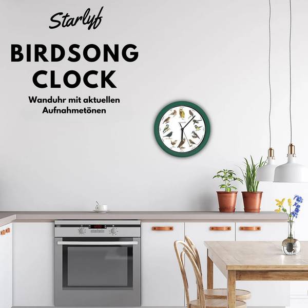 Birdsong Clock Wanduhr Grün - Kunststoff - 25 x 25 x 4 cm