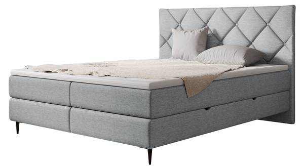 Boxspringbett Letra Schwarz - Grau - Durchmesser: 160 cm