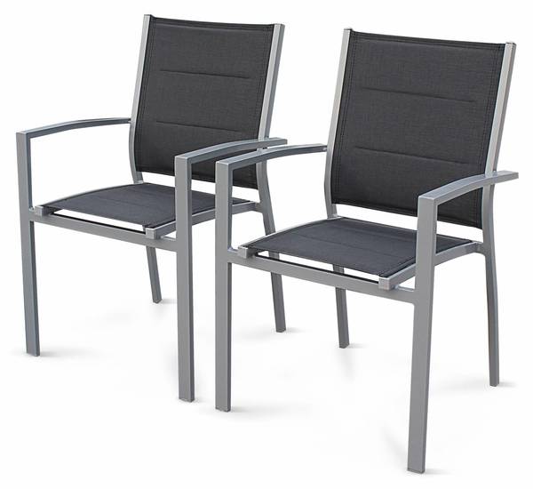 Armlehnstuhl Sessel Chicago 2er Set Grau - Metall - 57 x 89 x 57 cm