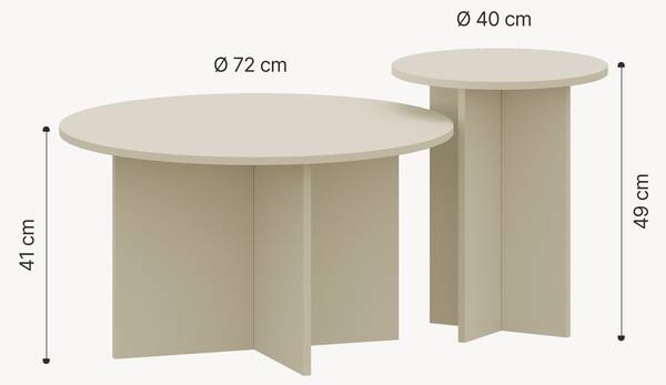 Couchtischset Verummetka 2-tlg. Sandbraun