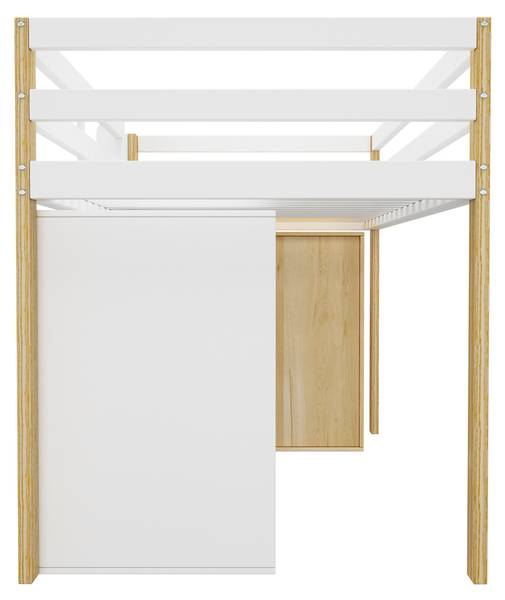 Hochbett Noah Braun - Weiß - Holzwerkstoff - Massivholz - 96 x 120 x 204 cm