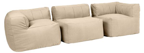 Outdoor Sitzsack Sofa ZEN 3-tlg. Beige - Webstoff - Polypropylen - 295 x 68 x 100 cm