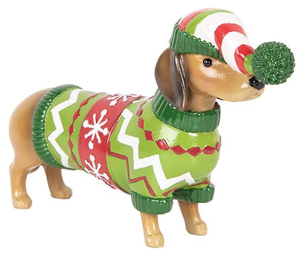 Hund Dackel Xmas&Arlos Braun - Kunststoff - 5 x 14 x 24 cm