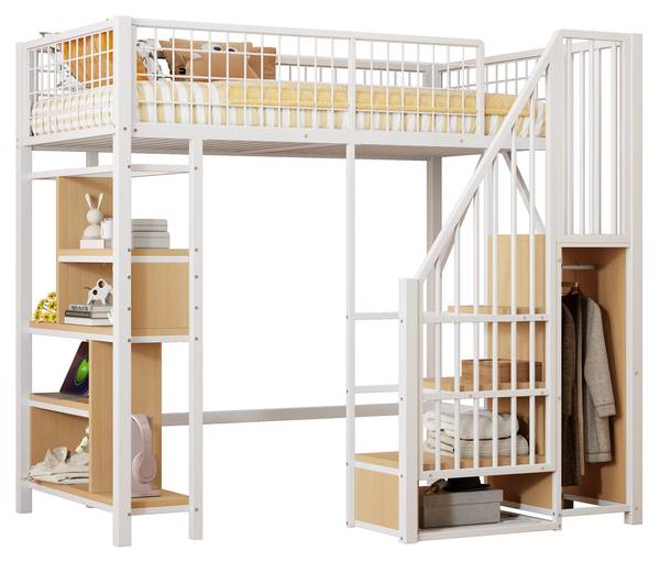 Hochbett K-1067 Weiß - Metall - 143 x 170 x 204 cm