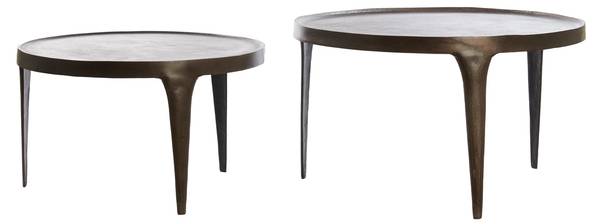 Couchtisch TOBIAS 2er Set Braun - Metall - 75 x 44 x 75 cm