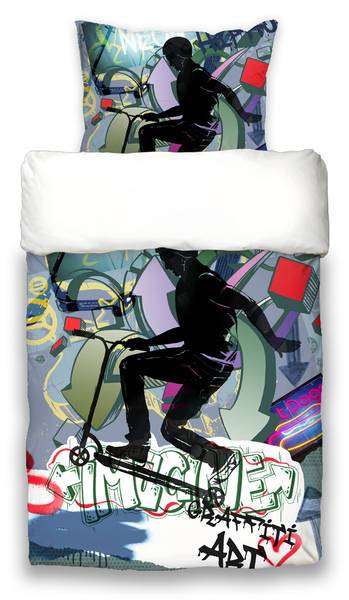 Bettwäsche-Set 2-Teilig Graffiti Scooter Baumwollstoff - 155 x 1 x 220 cm