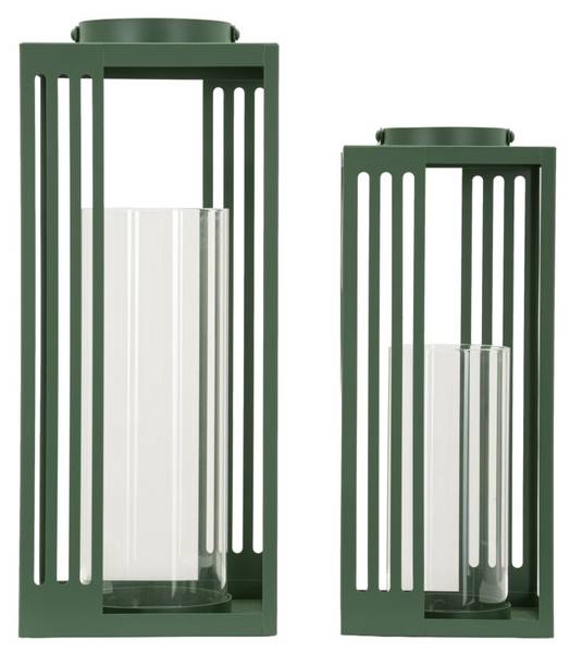 Laternen Linee 2er-Set Grün - Metall - 19 x 44 x 19 cm