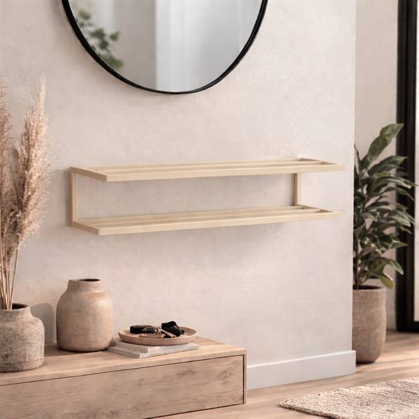 Wandschuhregal Store Beige - Metall - 80 x 20 x 30 cm