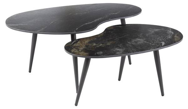 Couchtisch FOSSIL 2er-Set Schwarz - Keramik - 91 x 35 x 55 cm
