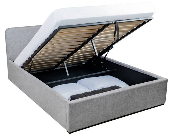 Bett YSA mit Bettkasten Grau - Holzwerkstoff - 150 x 88 x 205 cm
