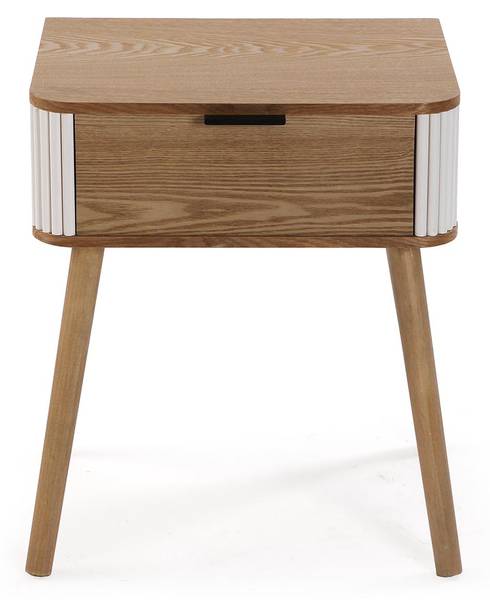 Nachttisch Leiah Weiß - Holzwerkstoff - Holz teilmassiv - 33 x 51 x 43 cm