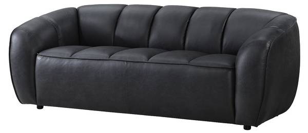 Couchgarnitur mit Sessel PRADONI 3er-Set Schwarz - Echtleder - 90 x 78 x 112 cm