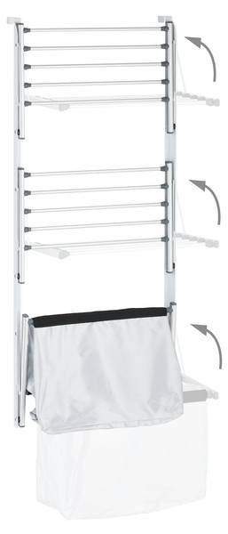 Séchoir de porte Noir - Gris - Argenté - Polyester - Aluminium - Fer - 47 x 125 x 36 cm