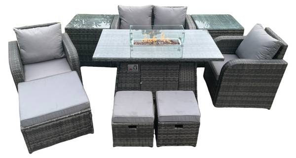 GARTENSET G(9er-Set) Grau - Webstoff - 80 x 70 x 140 cm