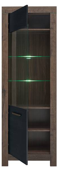 Vitrinekast Adam bruin - plaatmateriaal op houtbasis - 68 x 196 x 39 cm