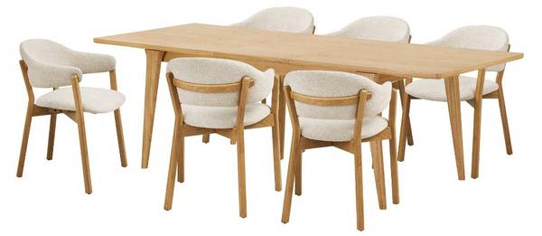 Oline eethoek (7-delig) wit - deels massief hout - 120 x 75 x 90 cm