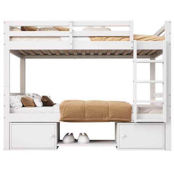 Etagenbett-O0914 Weiß - Massivholz - 95 x 158 x 205 cm