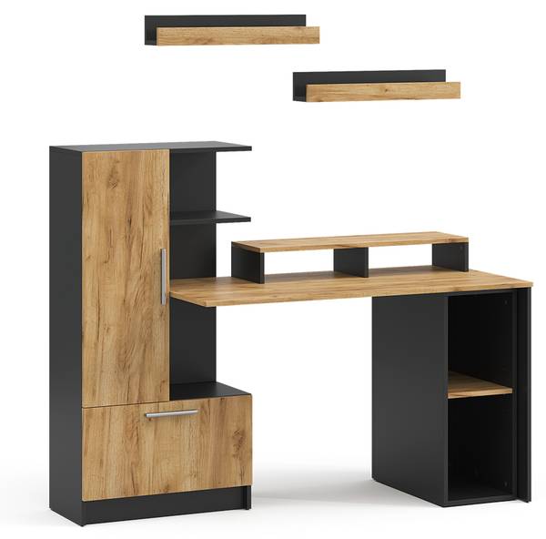 Schreibtisch Tomy 59853 5er Set Braun - Grau - Holzwerkstoff - 150 x 120 x 59 cm