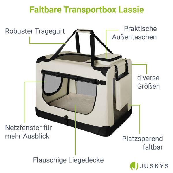 Hundetransportbox Lassie mit Trinknapf Beige - 50 x 52 x 70 cm