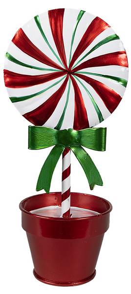 Kerstdecoratie Lolly Xmas&Mari rood - metaal - 9 x 26 x 12 cm