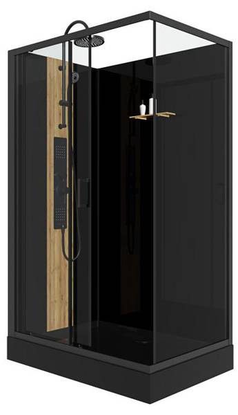 Duschkabine VITUNA Schwarz - Glas - 120 x 198 x 80 cm