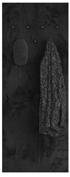 Garderobenpaneel VINICA-131-8 Schwarz - Holzwerkstoff - 60 x 153 x 3 cm