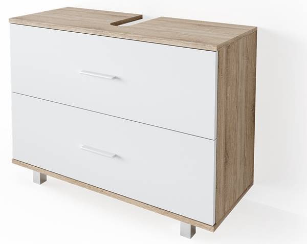 Waschbeckenunterschrank Ilias 34584 Reinweiß - Eiche Sonoma Dekor - Breite: 80 cm