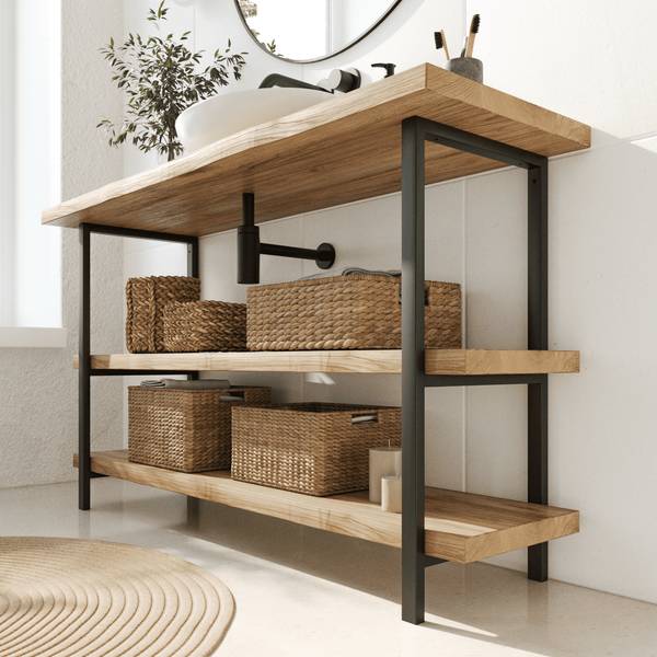 Waschtisch Gestell DONAU 2er Set Schwarz - Tiefe: 45 cm