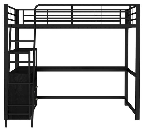 Hochbett BB3715 Schwarz - Metall - 145 x 180 x 204 cm