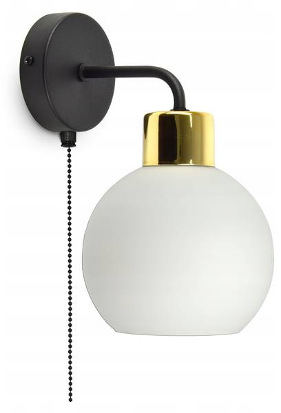 Goldene Milchglas Wandleuchte I Schwarz - Gold - Weiß - Farbglas - 14 x 27 x 18 cm