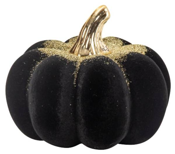 Deko Kürbis mit Goldakzenten Schwarz - Kunststoff - 13 x 10 x 12 cm