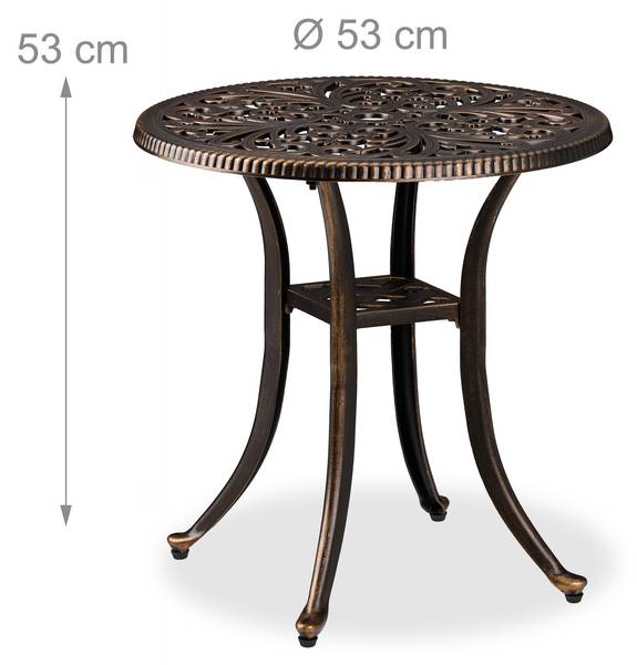 Table de jardin au design rustique Noir - Doré - Aluminium - 53 x 53 x 53 cm