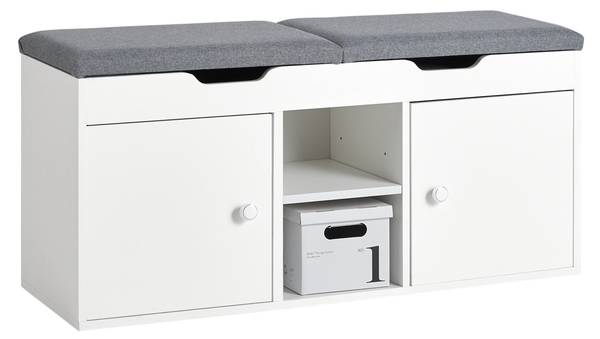 Schuhbank FSR96-W Weiß - Holzwerkstoff - 100 x 48 x 34 cm
