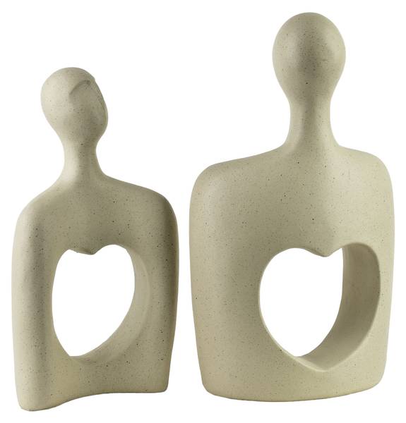 Dekofigur MANON 2er-Set Beige - Polyresin - Harz - 22 x 38 x 38 cm