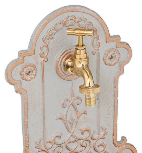 Verzierter Wandbrunnen in Gold & Grau Gold - Grau - Messing - Gusseisen - 22 x 36 x 11 cm