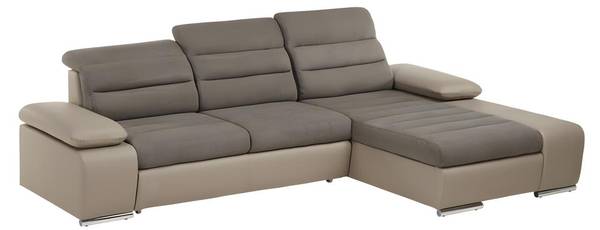 Schlafsofa MIRABEAU Grau - Kunstleder - Textil - 185 x 100 x 285 cm
