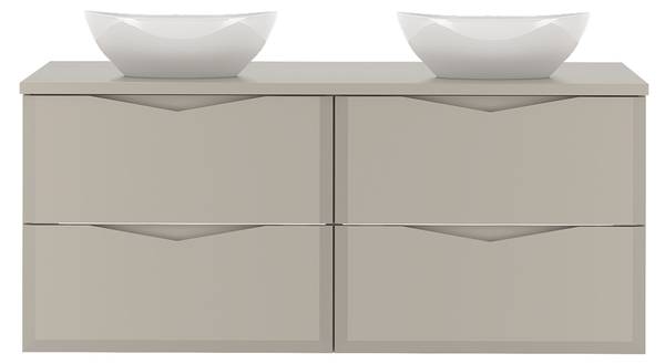 Dubbele wastafel Ellie beige - plaatmateriaal op houtbasis - 121 x 53 x 47 cm