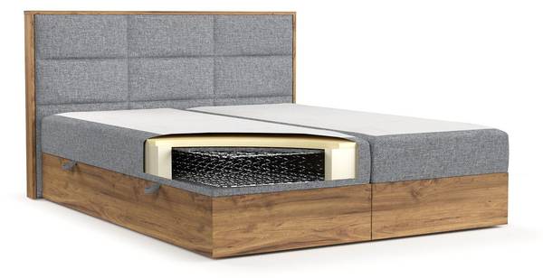 Boxspringbett Ikigai mit Topper Grau - Liegefläche Breite: 160 cm