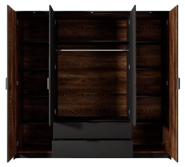 Penderie MILTON WR224 4D2D1 Marron - Mélamine - 224 x 210 x 59 cm