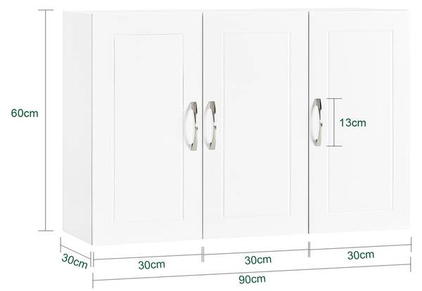 Armoire de salle de bain FRG231-L-W Blanc - Largeur : 90 cm