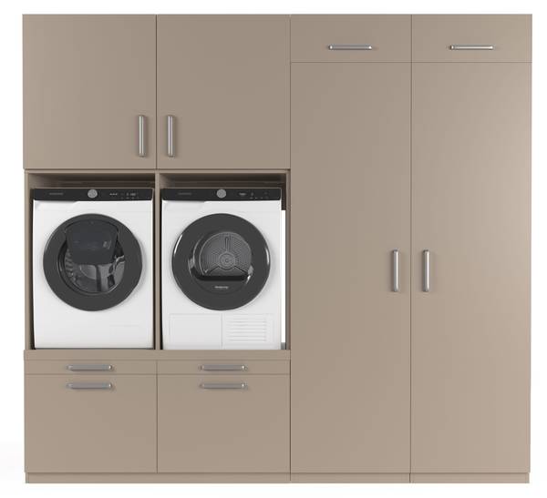 Waschmaschinenschrank Munich Grau - Holzwerkstoff - 253 x 235 x 70 cm