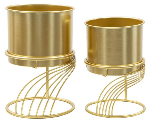 Lot de 2 pots de fleurs en spirale Doré - Métal - 23 x 35 x 23 cm