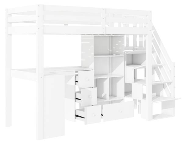 Lit mezzanine LucyWoody Ⅰ Noir - Pin - 95 x 160 x 254 cm
