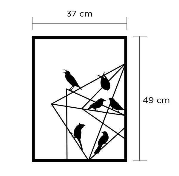 Wanddekoration METALL -Matte Schwarz - Eisen - 37 x 49 x 2 cm