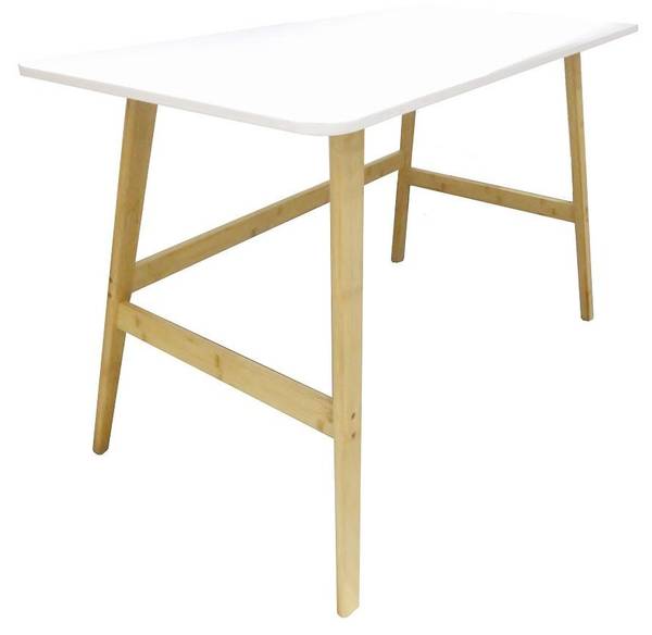 Schreibtisch PHIL Beige - Weiß - Holzwerkstoff - Naturfaser - 120 x 75 x 60 cm