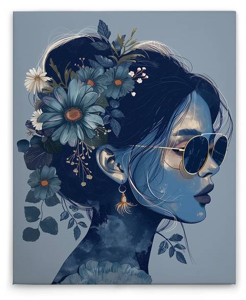 Leinwandbild Lisa Painted Blau - Textil - 40 x 50 x 2 cm
