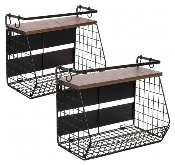 Fruitmand wandrek magnetisch 2-set zwart - donkerbruin