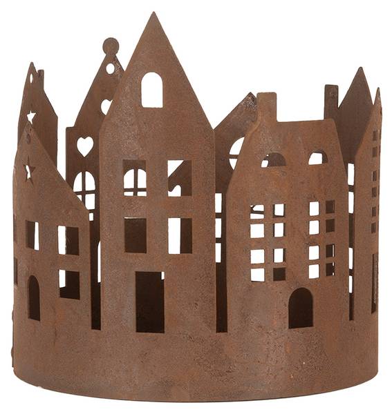 Decoratie Beeld Huis Xmas&Yson Set van 3 bruin - metaal - 16 x 16 x 16 cm
