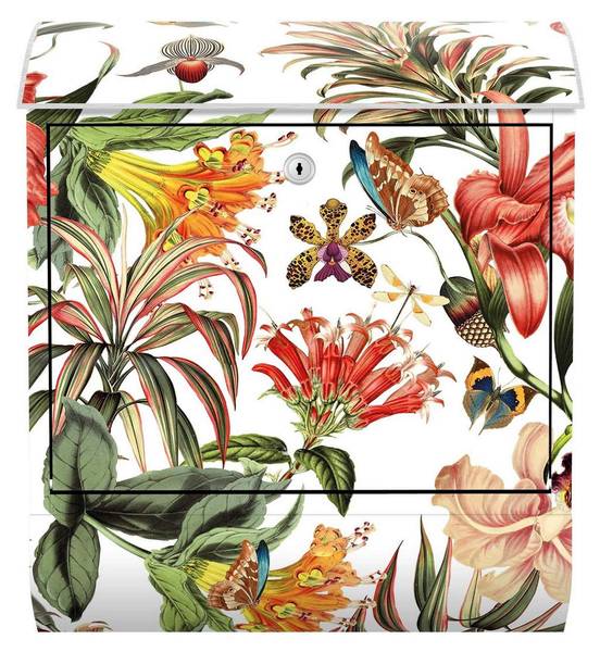 Briefkasten Tropische Blumen Stahl - 39 x 46 x 13 cm