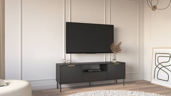 TV-Lowboard VENA Schwarz - Melamin - Polypropylen - 160 x 57 x 40 cm